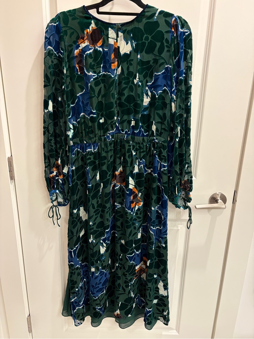Massimo Dutti Green Burnout Floral Dress